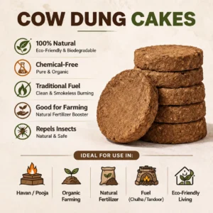 Buy Organic Cow Dung Cake (Big Size) - set of 5 from Nursery Nisarga