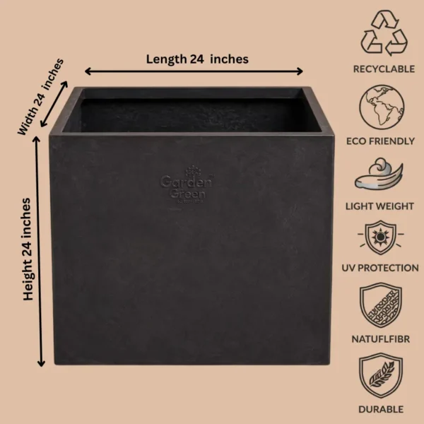 Buy Garden Green KG Square Rotomold Stone Finish Planter from Nursery Nisarga