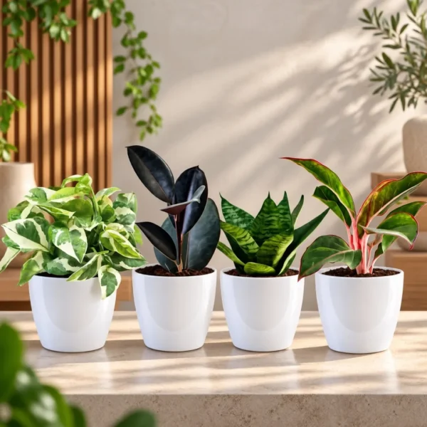 Buy Festive Decor Indoor Plants Combo with Pots (Pack of 4) from Nursery Nisarga