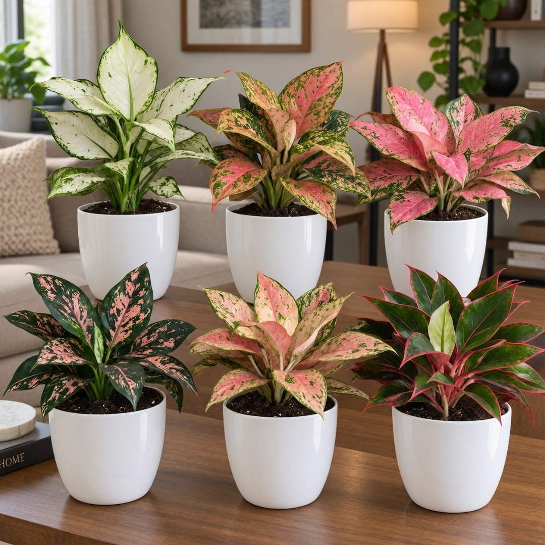 Buy Festive Decor Aglaonema Plants Combo (Pack of 6) from Nursery Nisarga